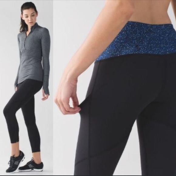 lululemon athletica Pants - Lululemon Rebel Runner Crop Black  Zippered Ankle Side Pocket Leggings